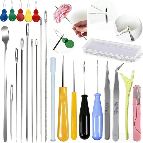 Vista 15 de Kit de 11 Piezas de Agujas para Velas, Herramienta de Inserción de Mecha Moldes Aguja Perforadora con Gancho con Ojo, Aguja para Mechas de Velas