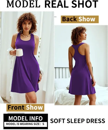 Vista 3 de Avidlove - Ropa de dormir tipo camisola para mujer, camisón sin mangas con espalda cruzada