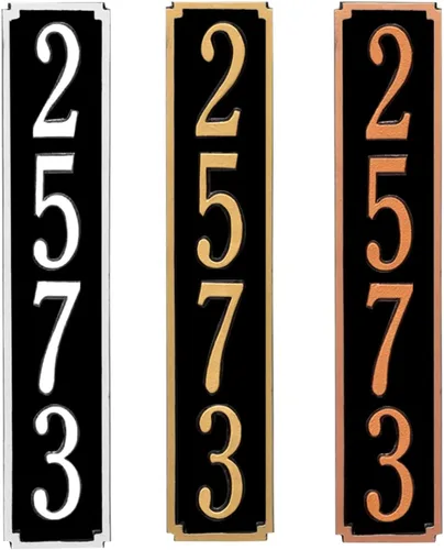 Vista 24 de Placa de dirección de metal personalizada, señales de números para placa de pared de casa, señal de dirección con nombre de calle, números de casa