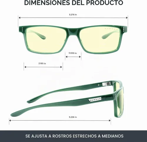Vista 2 de GUNNAR Gafas de juego – Lente ámbar de musgo vértice – Bloqueo de luz azul para aliviar los ojos secos