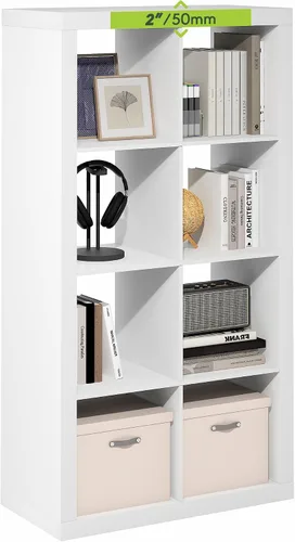 Vista 43 de Furinno Estantería para cubículos, estantería apilable, organizador de almacenamiento en cubos con parte trasera abierta, extragruesa, 15.8 x 15.8 x