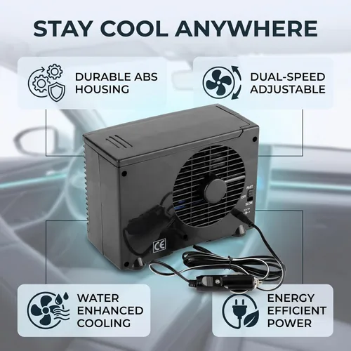 Vista 3 de Yosoo Enfriador de aire para auto, camión, portátil, 12 V, ventilador evaporativo de refrigeración por agua para SUV, RV, vehículos