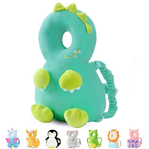 Vista 20 de JunNeng - Mochila protectora de cabeza de bebé para caminar y gatear, pingüino blanco Protector de cabeza suave, transpirable, ajustable