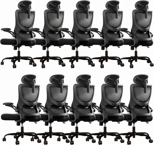 Vista 20 de Marsail - Silla ergonómica de oficina - Silla de escritorio con respaldo alto de malla y soporte lumbar ajustable, silla giratoria con ruedas