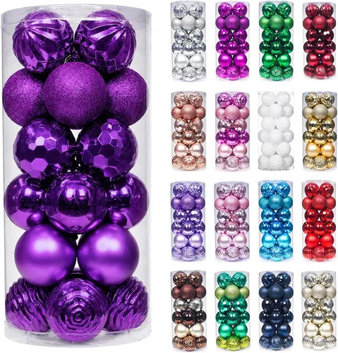 Vista 45 de XmasExp Juego de 24 mini esferas de Navidad inastillables para bolas de árbol de Navidad, 1.18 pulgadas (negro)