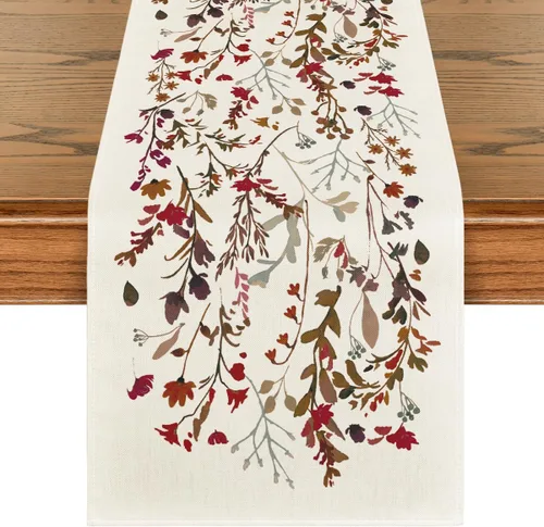 Vista 9 de Artoid Mode Camino de mesa de primavera con flores silvestres, decoración de mesa de comedor de cocina floral de verano de temporada para decoración
