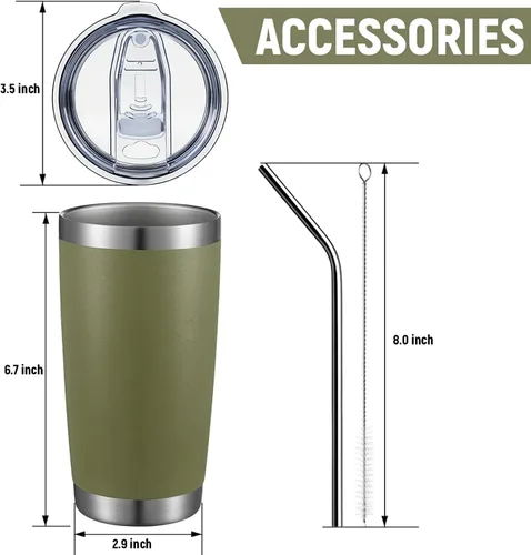 Vista 3 de COMOOO Vaso Térmico de 20 onzas al por Mayor con Aislamiento al Vacío de Doble Pared, Taza de Viaje de Acero Inoxidable con Tapa y Pajita