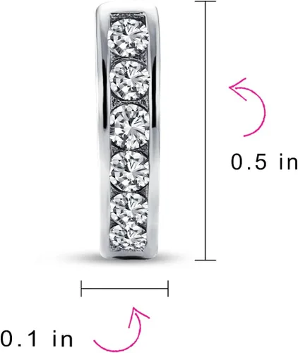 Vista 4 de Delicado pequeño canal CZ set Huggie pendientes de aro para las mujeres para adolescentes chapado en oro rosa plata esterlina más