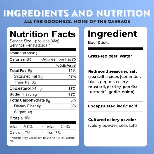Vista 2 de Nick's Sticks 100% de carne de res alimentada con hierba - sin gluten - aprobados para paleo, keto, whole30 - sin azúcar, soya, antibióticos u