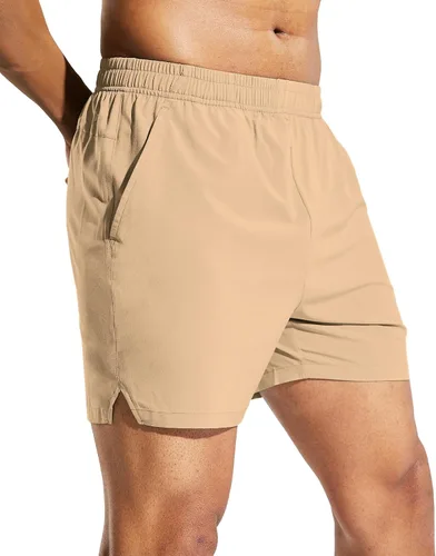 Vista 2 de MIER Pantalones cortos deportivos para correr de 5 pulgadas para hombre con bolsillos, de secado rápido, ligeros, pantalones cortos de entrenamiento
