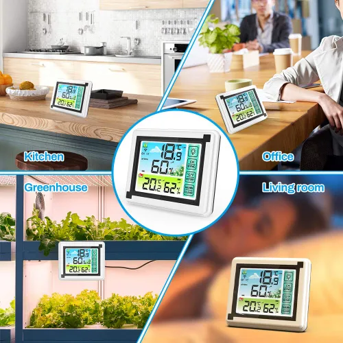 Vista 7 de Number-one Estación meteorológica inalámbrica para interiores y exteriores, termómetro con sensor remoto, monitor digital de temperatura y humedad