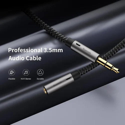 Vista 7 de Cable de extensión de auriculares de 6 pies, 2 unidades, cable de extensión de audio estéreo macho a hembra de 0.138 in - Extensor de cable auxiliar