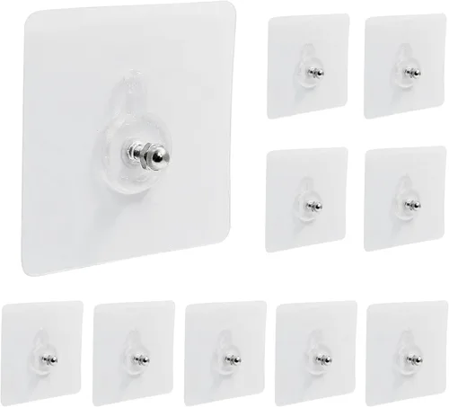 Vista 7 de Hitefu 10 ganchos autoadhesivos sin clavos, ganchos de pared resistentes para colgar, adhesivos sin tornillos para montaje en pared, ganchos