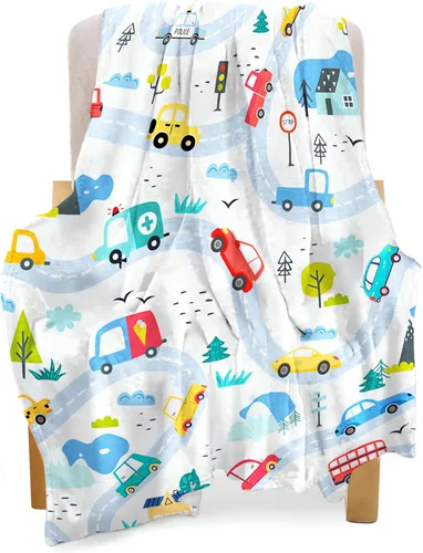 Vista 8 de BOOPBEEP Manta de construcción para niños y niñas, manta ligera para bebés, niños, linda manta suave y pequeña para automóvil, cómoda manta