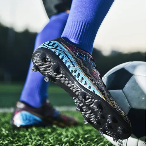 Vista 6 de Zapatos de fútbol para hombre, tacos de entrenamiento profesional, para césped TFAG, para exteriores, interiores, botas de fútbol para interiores