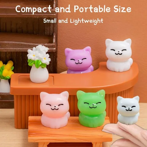 Vista 4 de 10 piezas de mini gatos de resina, diminutas figuras de plástico para ocultar micro animales para decoración de manualidades, decoración