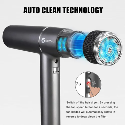 Vista 5 de slopehill Secador de pelo con motor único sin escobillas Diagnóstico inteligente de fallas Microfiltro innovador Tecnología Oxy Active Gris