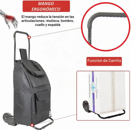 Vista 2 de dbest products - Carro de mano Trolley Dolly Compacto con bolsillos – Carrito de compras plegable con ruedas – Carro rodante de uso múltiple