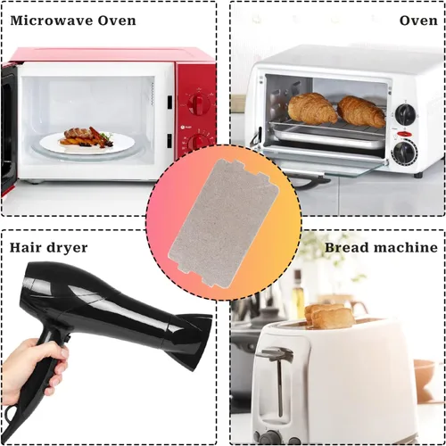 Vista 4 de 5 piezas de cubierta de guía de ondas de microondas, rebanada de mica, aislamiento térmico universal para microondas, cubierta de guía de ondas