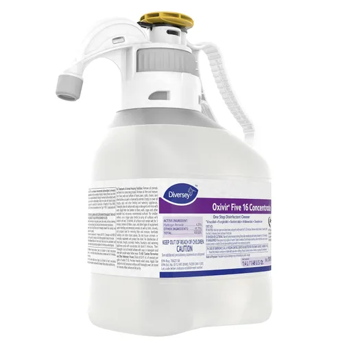 Vista 2 de Oxivir Diversey 5019296 Five 16 Limpiador líquido desinfectante de fuerza hospitalaria de un solo paso, peróxido de hidrógeno acelerado, concentrado