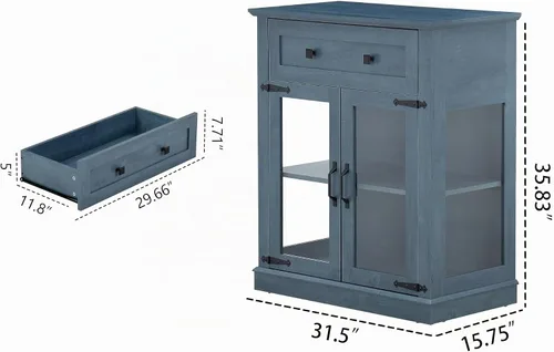 Vista 2 de FOREST GRAVITY Aparador moderno para buffet pequeño de 31.5' con almacenamiento, pequeño gabinete para barra de café con cajón y estante ajustable