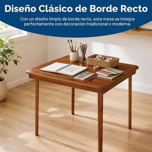 Vista 6 de Stakmore - Mesa plegable clásica de madera con borde recto, 32 pulgadas Cereza