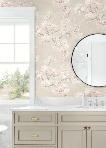 Vista 3 de NextWall Cherry Blossom Grove - Papel tapiz para despegar y pegar (pergamino y rosa)