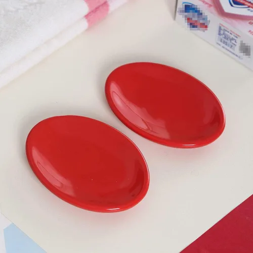 Vista 3 de Gaolinci 2pcs caja de jabón roja, plato de jabón de cerámica del cuarto de baño