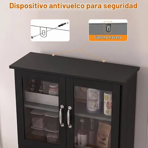 Vista 5 de 67" Kitchen Pantry Cabinet with Glass Doors & Drawers