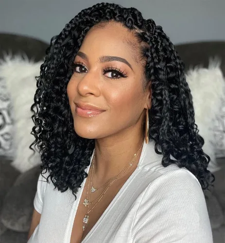 Vista 12 de Wodun Extensiones de Cabello de Ganchillo con Trenzas de Caja Goddess de 10 Pulgadas Pre-Enrolladas, Cabello de Ganchillo con Extremos Rizados Para