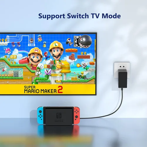 Vista 6 de Cargador para Nintendo Switch, Adaptador de CA para Nintendo Switch - Cargador de pared de viaje rápido con cable USB C de 5 pies 15V/2.6A Fuente