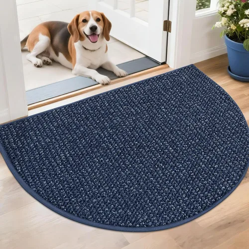 Vista 22 de BEQHAUSE Tapete Atrapa Suciedad para Puerta 17" x 30" Semicírculo Antideslizante Lavable Tapetes de Entrada Alfombras Absorbentes de Bienvenida