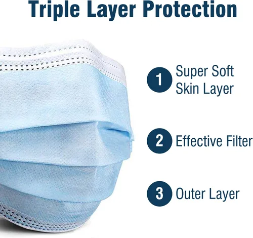 Vista 3 de WECARE - Cubrebocas desechable con envoltura individual, juego de 50 máscaras estampadas, 3 capas