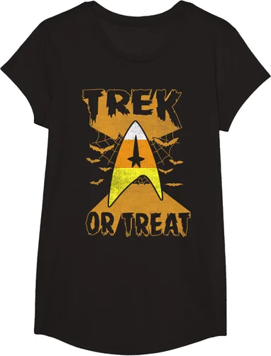 Vista 4 de Star Trek Candy Corn Trek Or Treat - Camiseta de Halloween, Negro, S