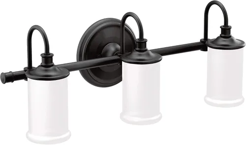 Vista 4 de Moen YB6461ORB Belfield - Accesorio de tocador de baño de doble montaje con 1 luz con vidrio esmerilado, bronce aceitado