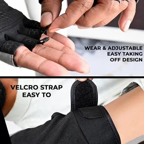 Vista 3 de Guantes de gimnasio transpirables para hombres y mujeres – Guantes de entrenamiento ligeros, antideslizantes con protección completa de la palma
