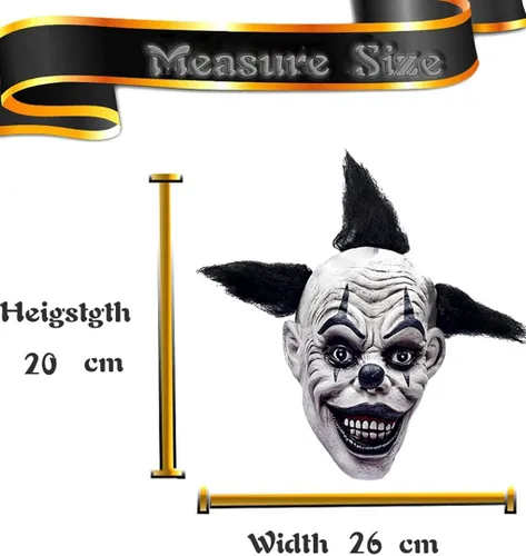 Vista 5 de Máscara de payaso demonio aterrador máscara de payaso malvado máscara espeluznante de Halloween para adultos, disfraz de látex para cosplay