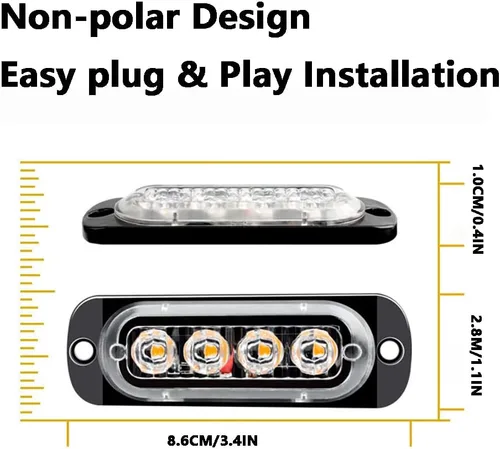Vista 6 de Riloer 4 luces LED de advertencia superbrillantes de emergencia para remolques, camionetas, camiones, automóviles, SUV, RV, camionetas, etc. (rojo)