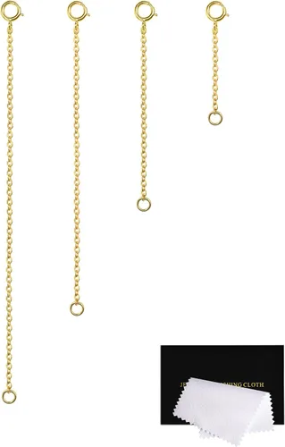 Vista 20 de Extensores de collar para mujer, extensor de pulsera de oro, extensión de joyería de cadena dorada para tobillera para mujer, juego de 2 piezas