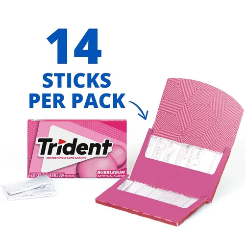 Vista 5 de Trident Goma de mascar sin azúcar, 3 paquetes de 14 piezas (42 piezas en total)