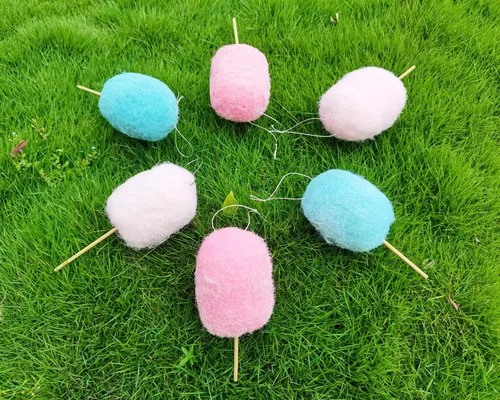 Vista 7 de Paleta de lana de fieltro, adornos colgantes para árbol de Navidad, hechos a mano, paleta de lana de fieltro rosa, blanco, azul, adornos de Navidad