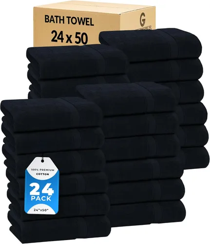 Vista 31 de GOLD TEXTILES Juego de 24 toallas de baño negras de alta absorción, multiusos, secado rápido, para piscina, gimnasio, hotel, spa
