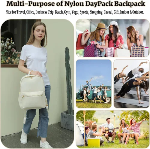 Vista 6 de YogoRun Mochila Daypack Nylon Mochila Deportiva Mujer, Beige, Moda