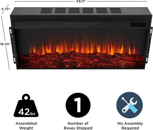 Vista 3 de Real Flame Chimenea eléctrica de paisaje, calentador de chimenea reemplazable, efecto realista de registro y llama, temporizador