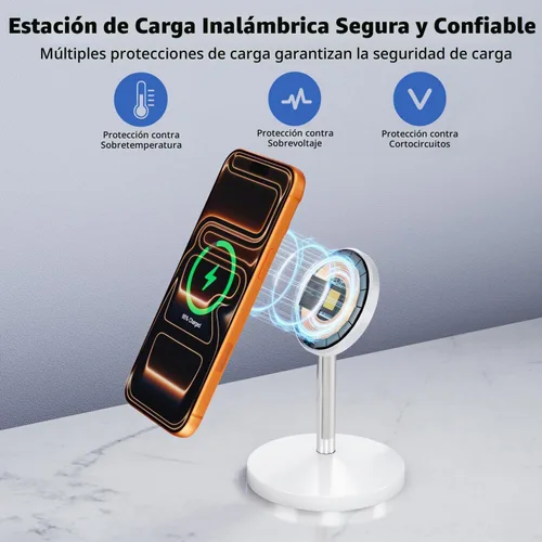 Vista 3 de Cargador inalámbrico magnético para iPhone, cargador Mag-Safe de 25 W, soporte de carga rápida, adaptador USB C magnético de 35 W con cable de 6