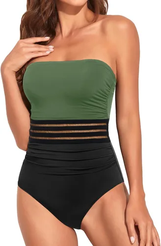 Vista 22 de Holipick Trajes de baño de una pieza con control de abdomen para mujer Azul Gradiente