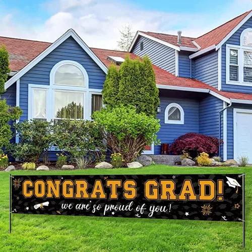 Vista 5 de Cartel de graduación de 37 piezas para decoración de globos de clase de 2026, pancarta de felicitaciones graduadas para decoración al aire libre