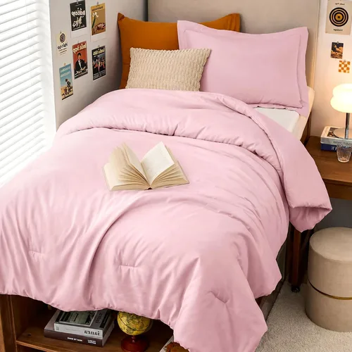 Vista 27 de MUXHOMO Juego de edredón beige tamaño individual/individual XL, ropa de cama alternativa ultrasuave para todas las estaciones. El juego de cama