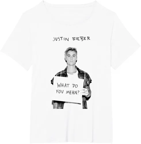 Vista 6 de Justin Bieber Camiseta oficial de What Do You Mean Single Cover B&W, Blanco