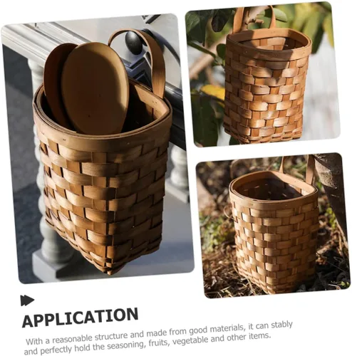 Vista 9 de Cesta grande tejida para colgar en la pared para almacenamiento decorativo de flores y verduras, decoración para cocina, jardín y picnics